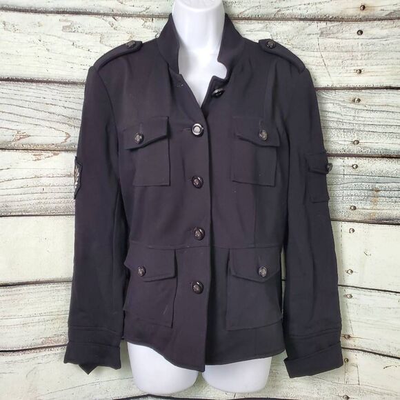 Meesh & Mia Nebraska Huskers Black Utility Jacket Military Style Women’s L - Picture 1 of 9